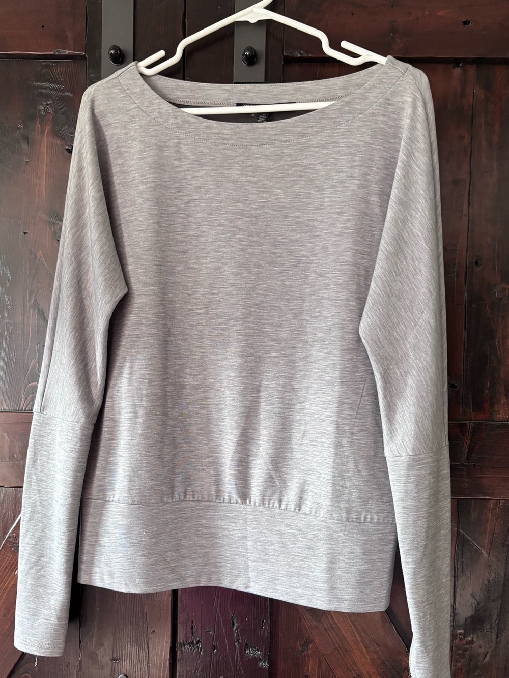 White House Black Market Light Heather Gray Boatneck Sweatshirt